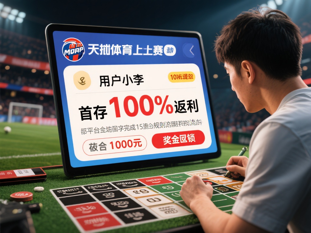 以用户小李为例，他在万博体育参与了一项“首存100